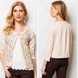 Anthropologie Postmark Paillette Sequin Embellished Cardigan Pink Women Small